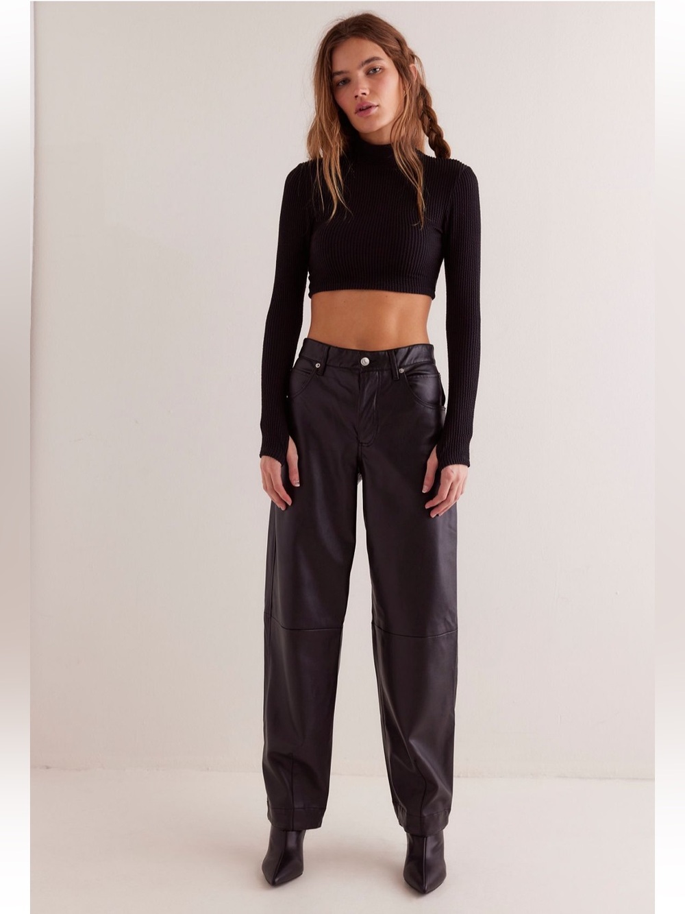 Free People We The Free Sophia Vegan Slim Barrel Pants - NWT